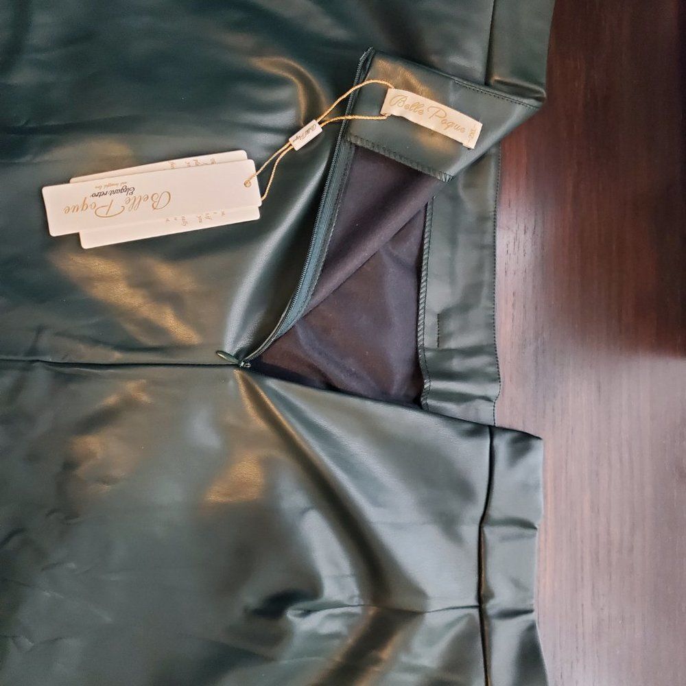 Fringe Forest Green Faux Leather Skirt 2XL - Picture 5 of 8